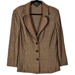 St. John Camel Speckled Knit Blazer SZ 12